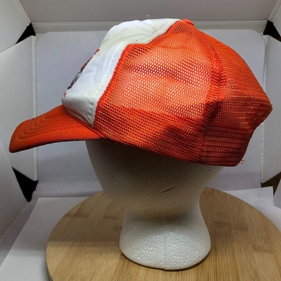 Vtg 1985 Times Nissan Grand Prix of Endurance Snapback Trucker Hat Orange White - Picture 3 of 10